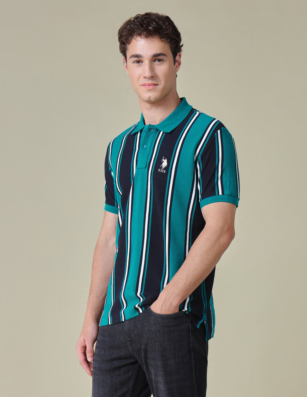 Vertical Striped Regular Fit Polo Shirt USP0