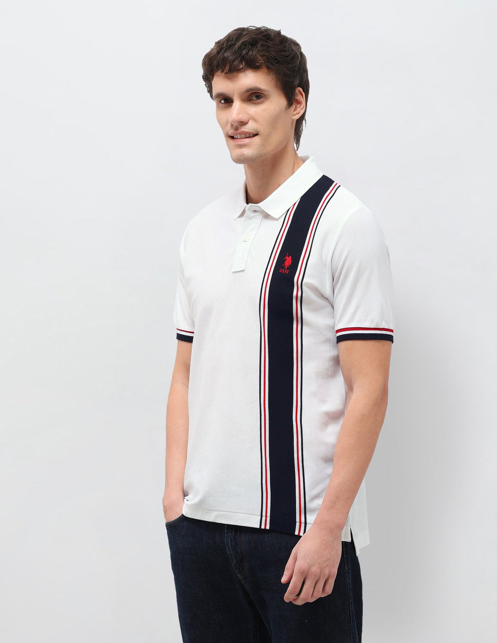 Vertical Striped Slim Fit Polo Shirt USP0