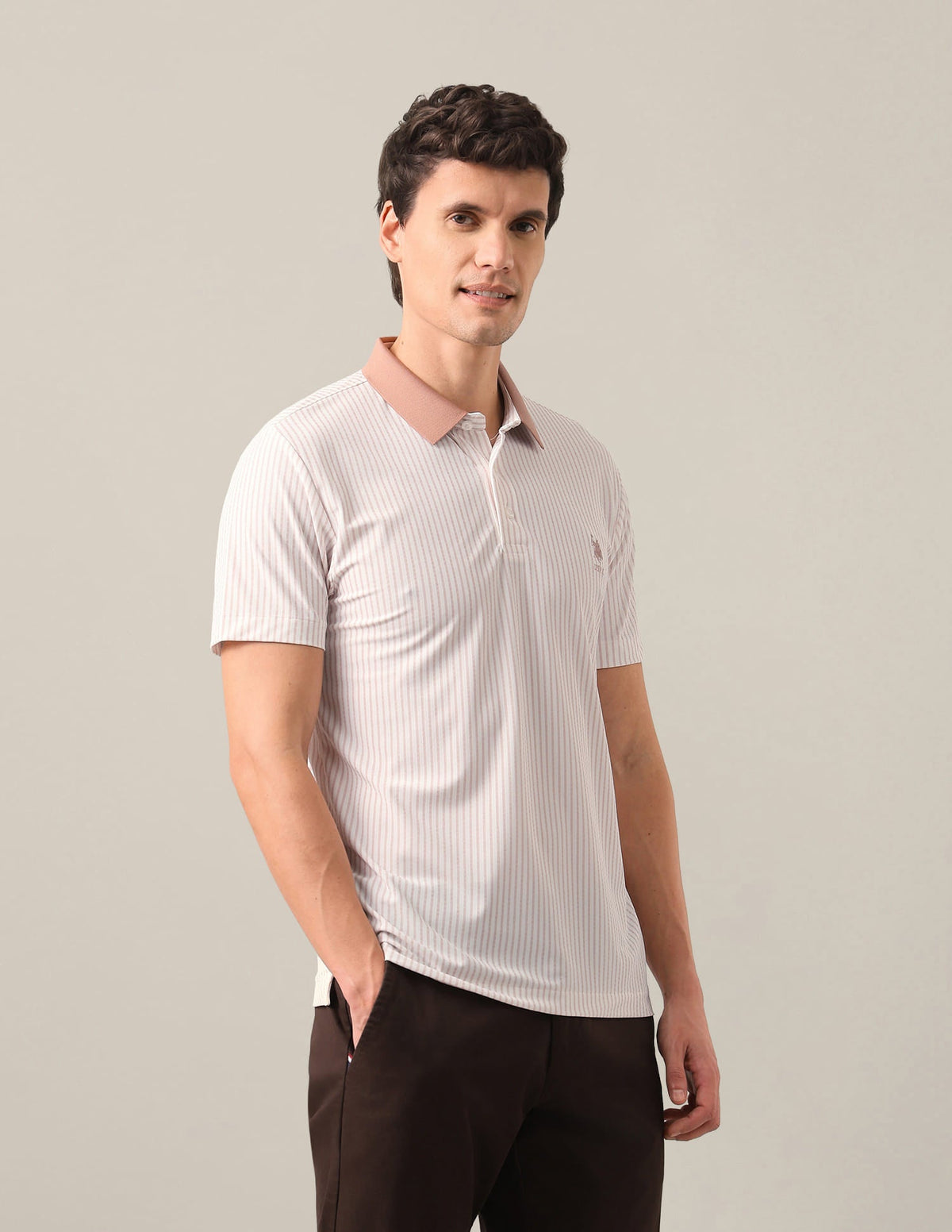 Vertical Striped Slim Fit Polo Shirt USP0