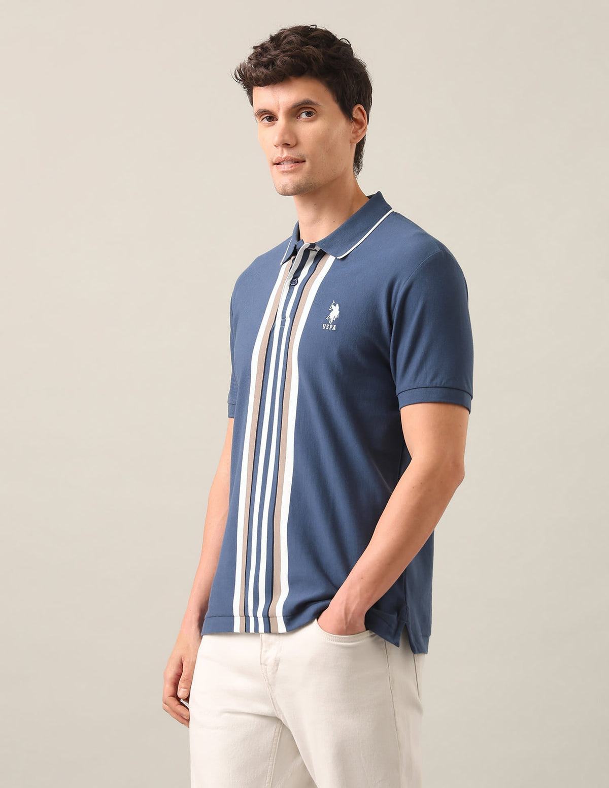 Vertical Striped Slim Fit Polo Shirt USP0