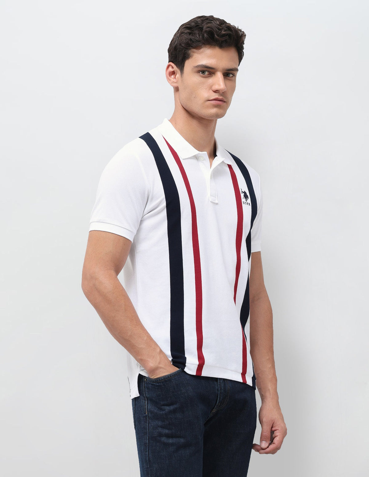 Vertical Striped Slim Fit Polo Shirt USP0