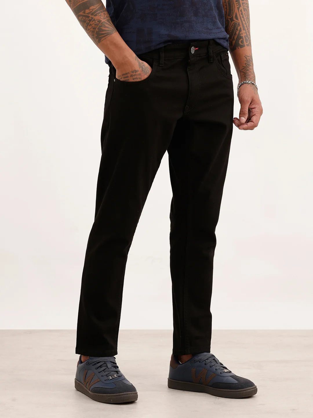 Solid Slim Crop Fit Denim Jeans | Black