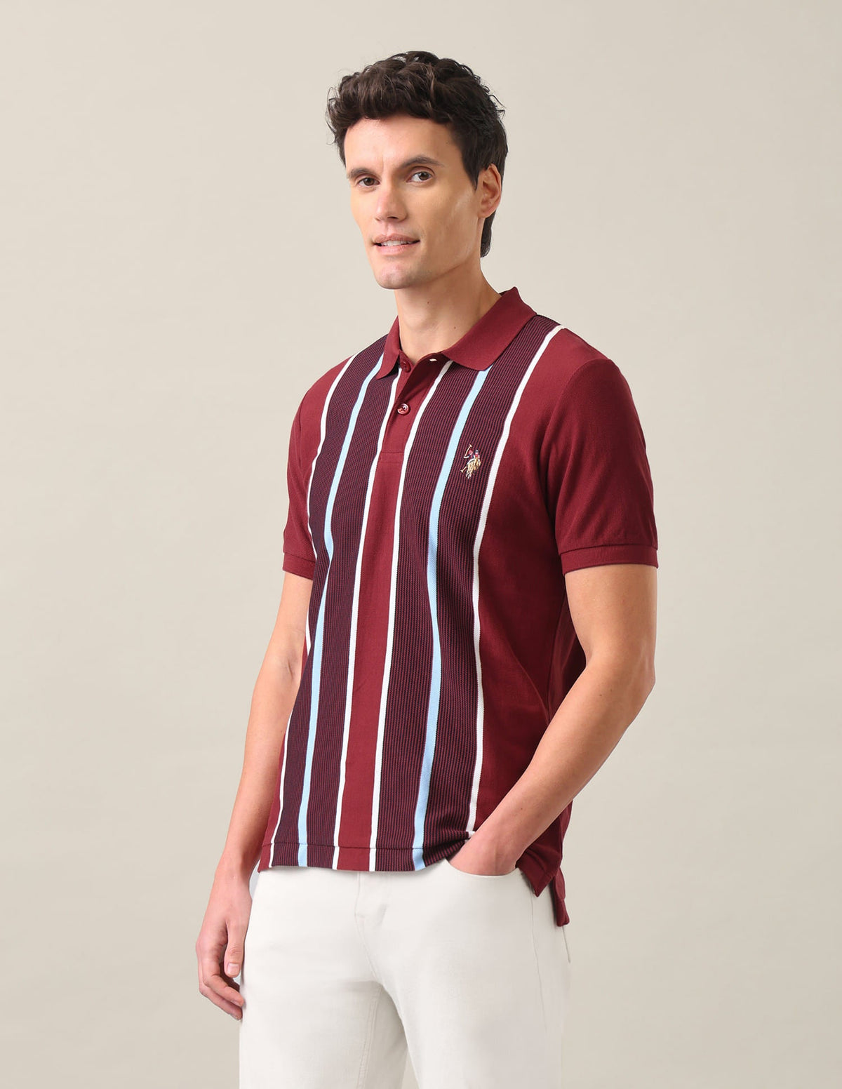 Vertical Striped Slim Fit Polo Shirt USP0