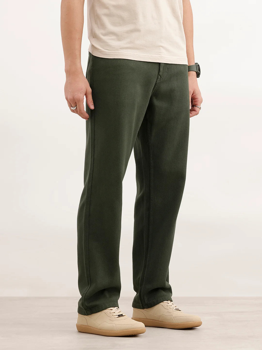 Solid Anti Fit Denim Jeans | Olive