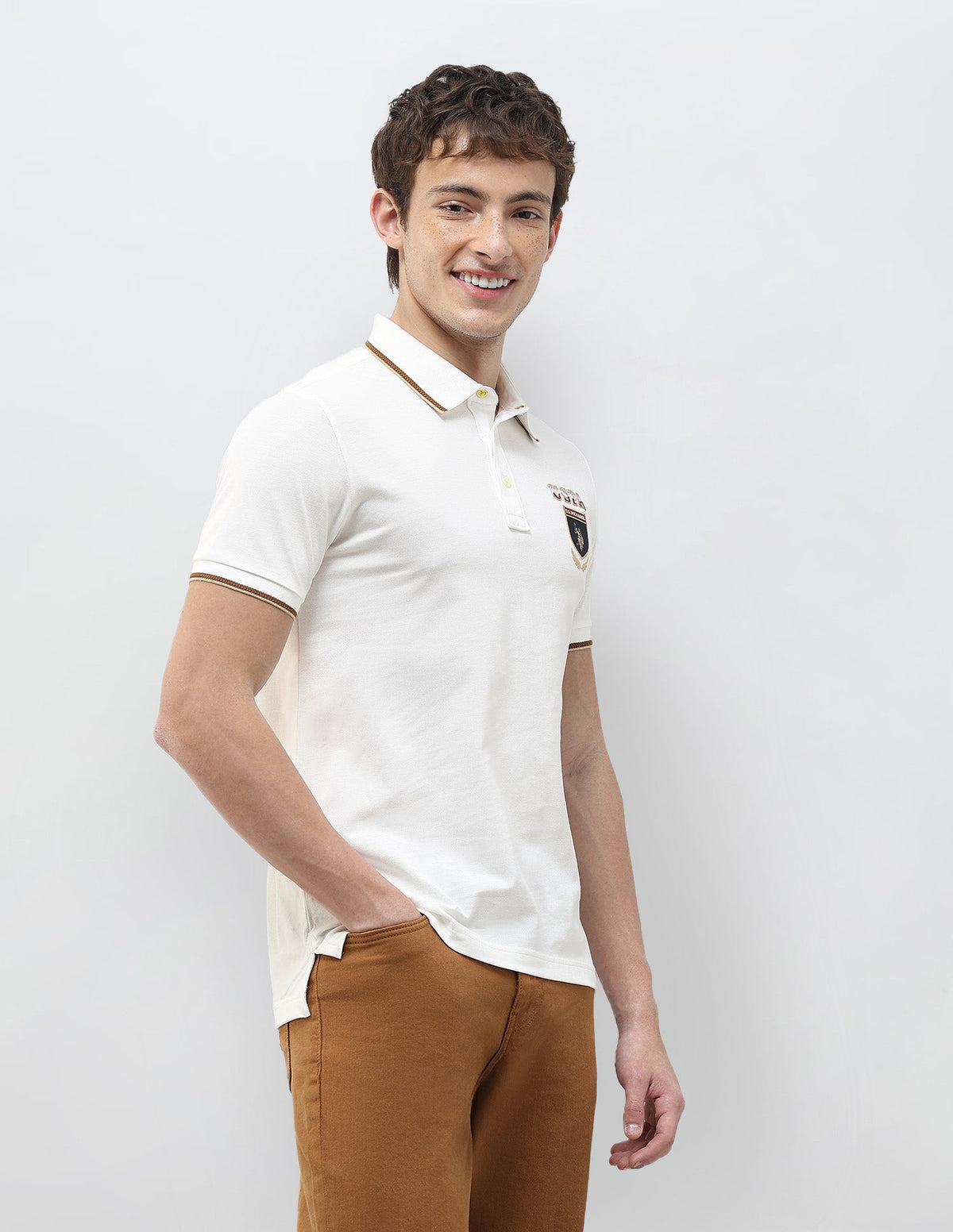 Solid Regular Fit Polo Shirt USP0