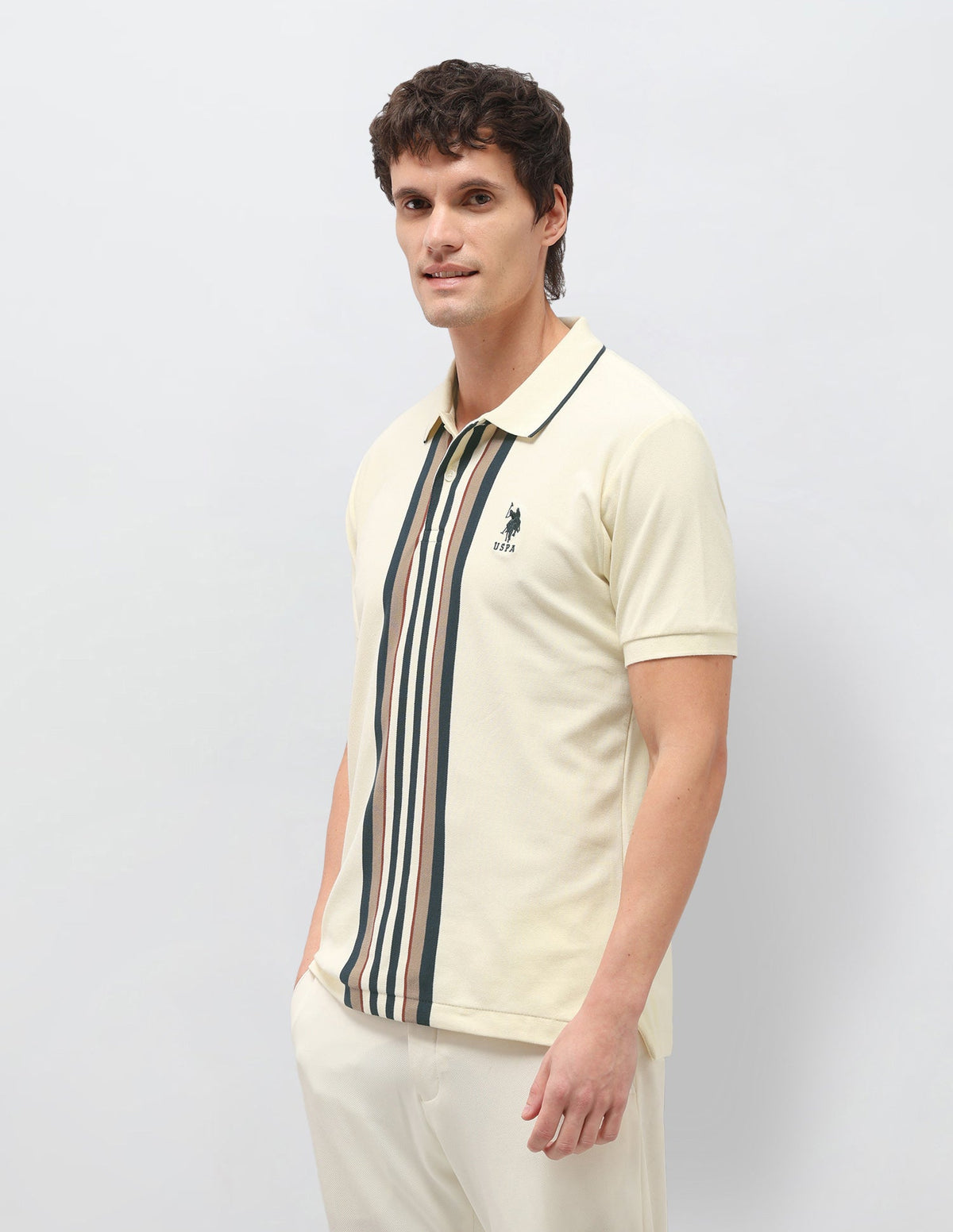 Vertical Striped Slim Fit Polo Shirt USP0