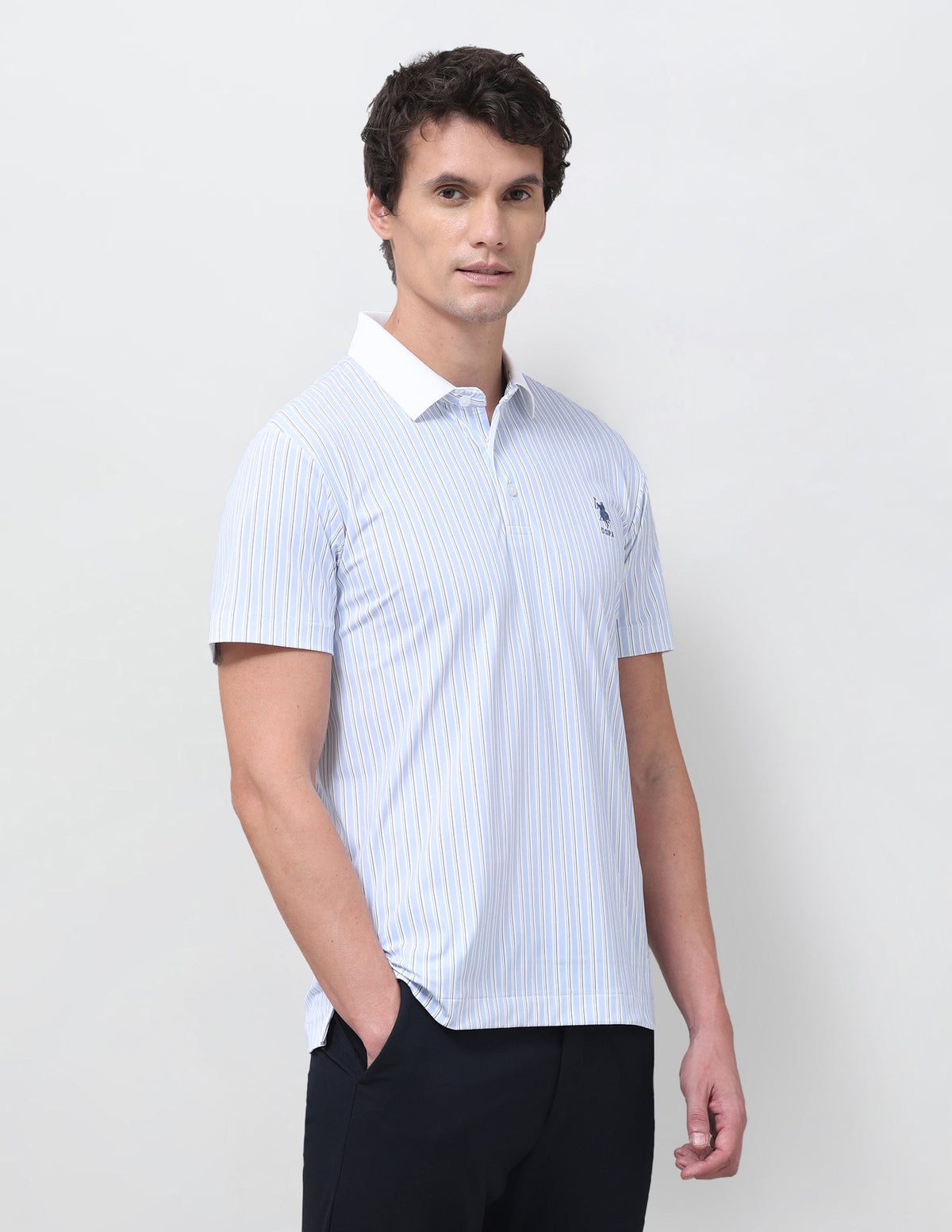 Vertical Striped Slim Fit Polo Shirt USP0