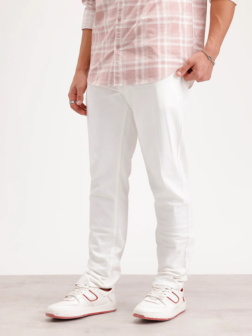 Solid Slim Fit Denim Jeans | White