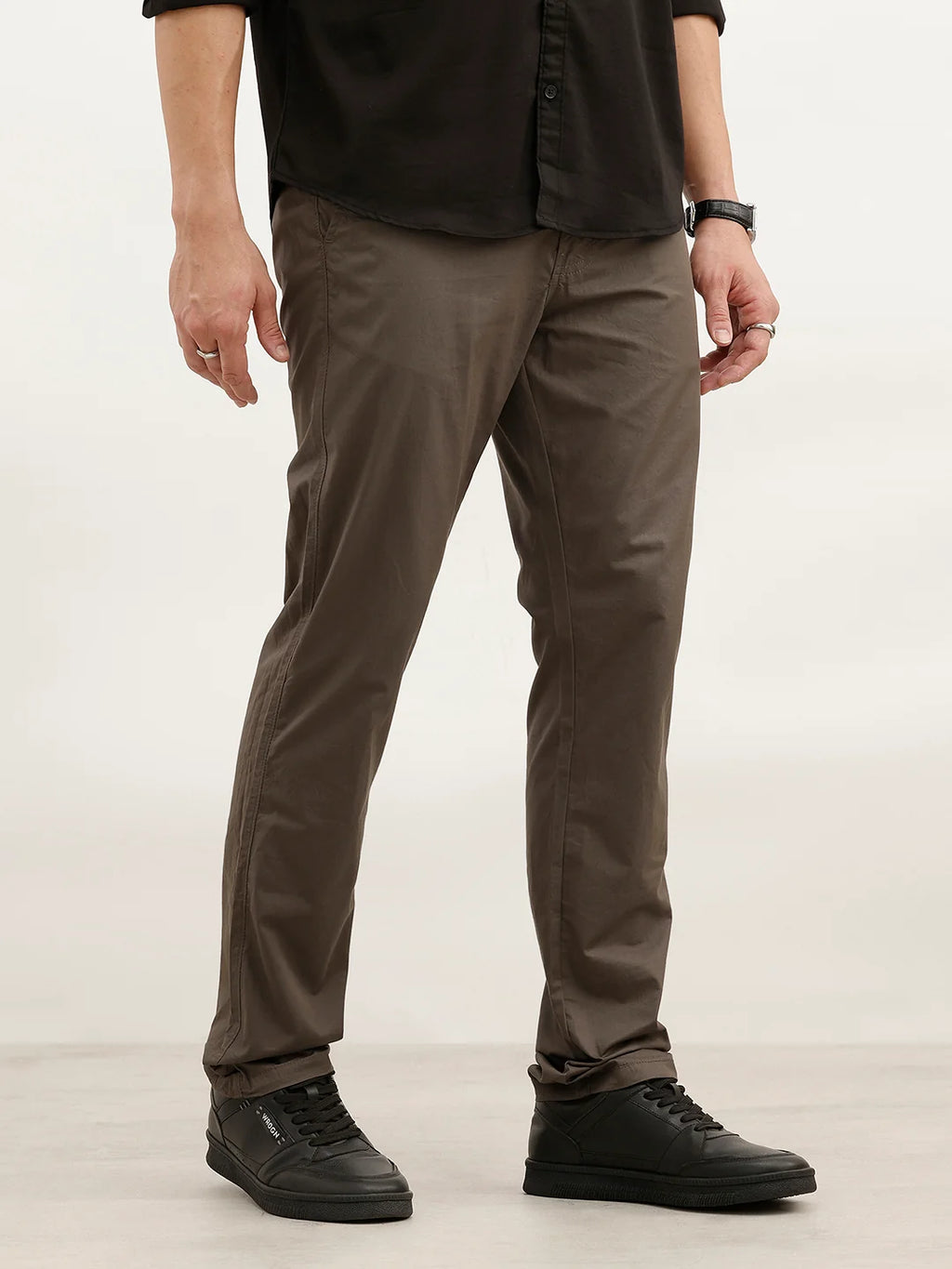 Solid Slim Fit Trouser | Olive