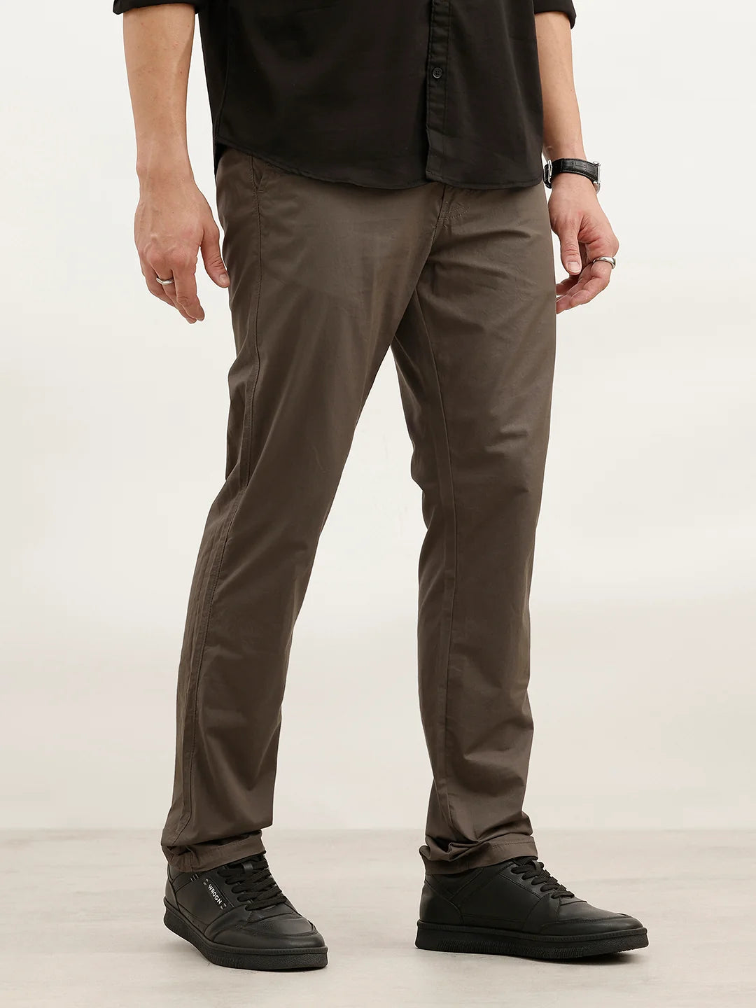 Solid Slim Fit Trouser | Olive