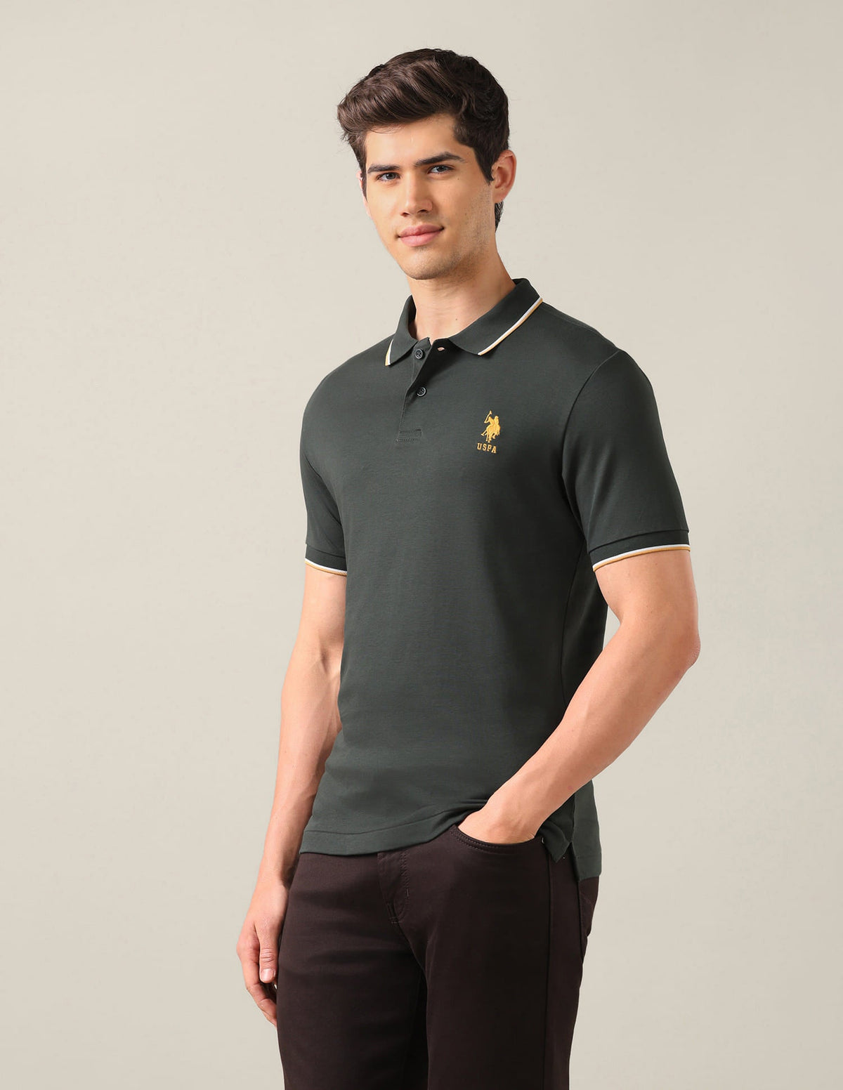 Solid Slim Fit Polo Shirt USP0