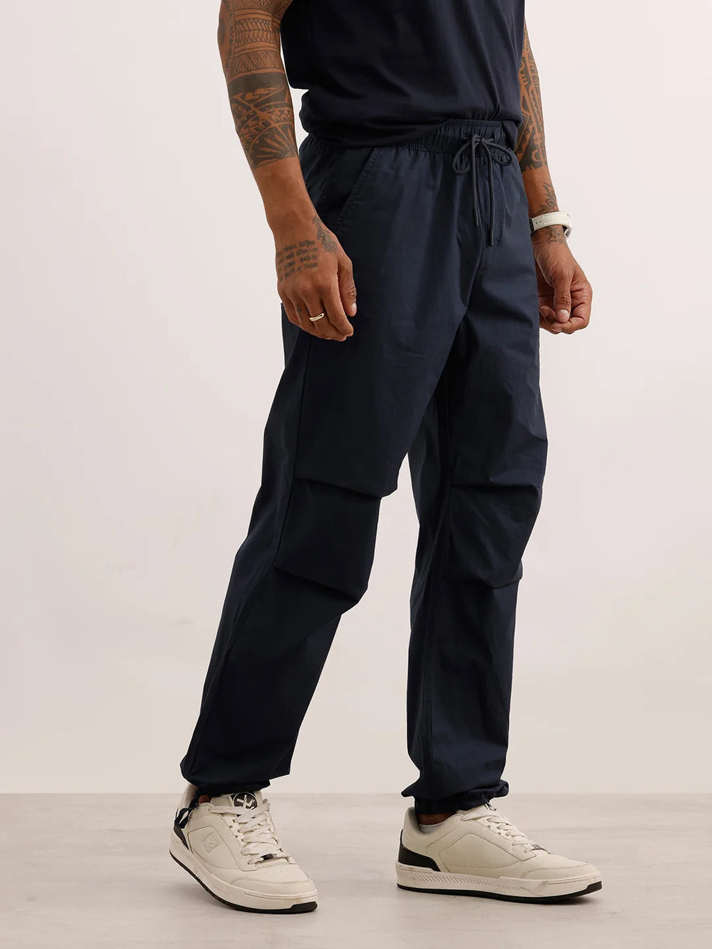 Classic Solid Loose Fit Trousers | Dark Blue