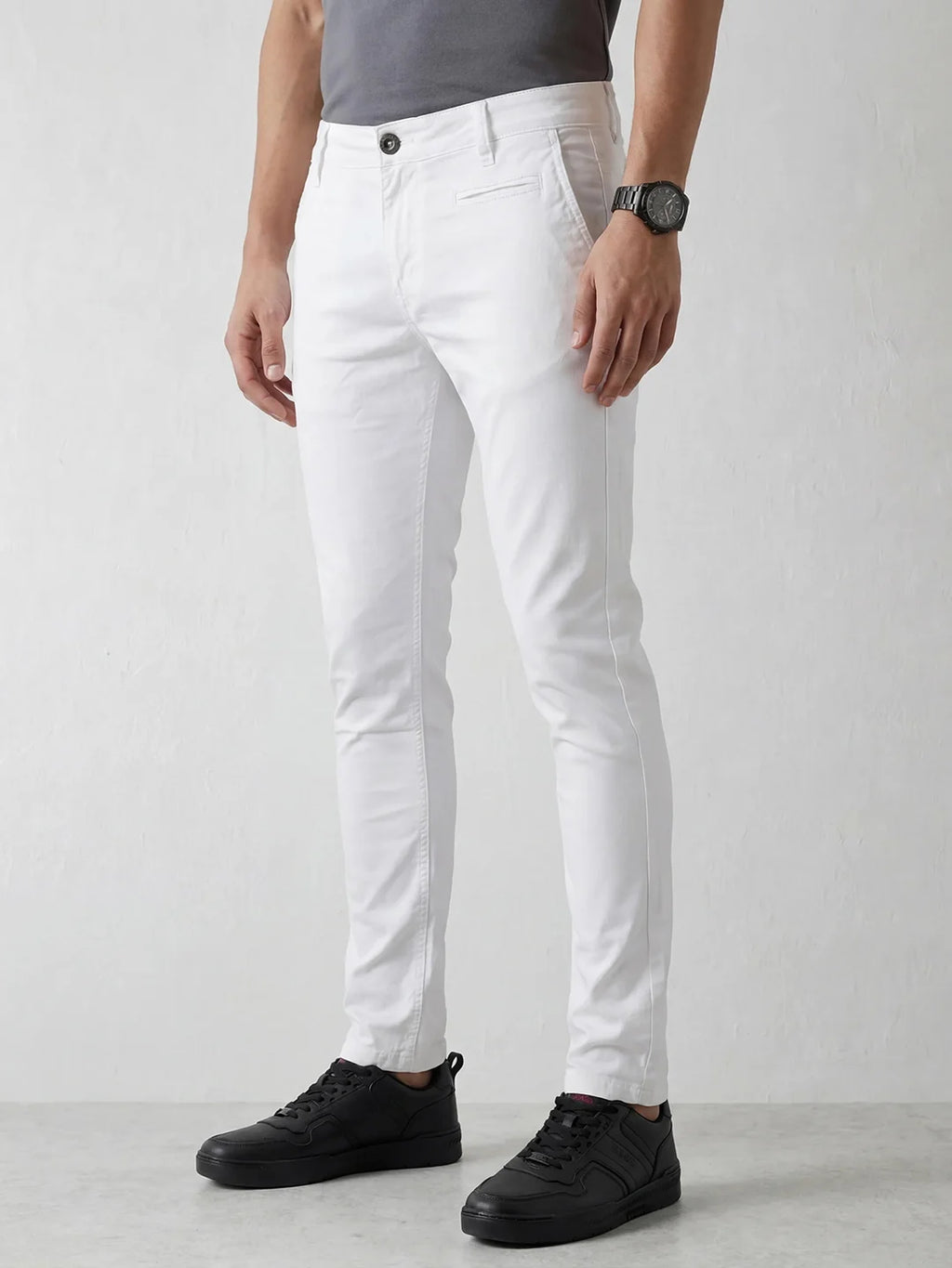 Solid Slim Fit Trouser | White