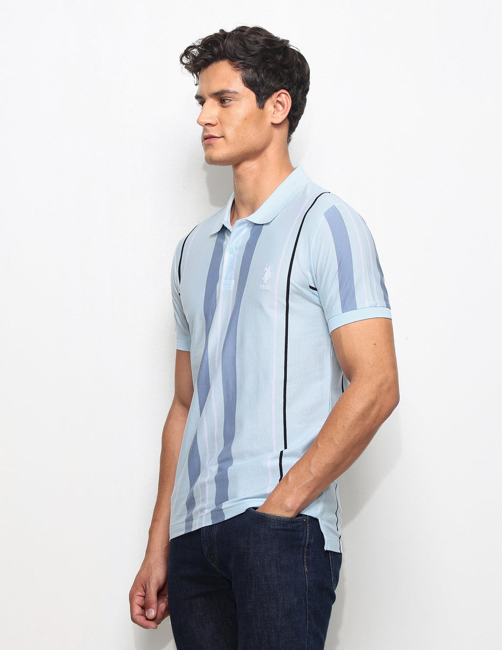 Vertical Striped Slim Fit Polo Shirt USP0