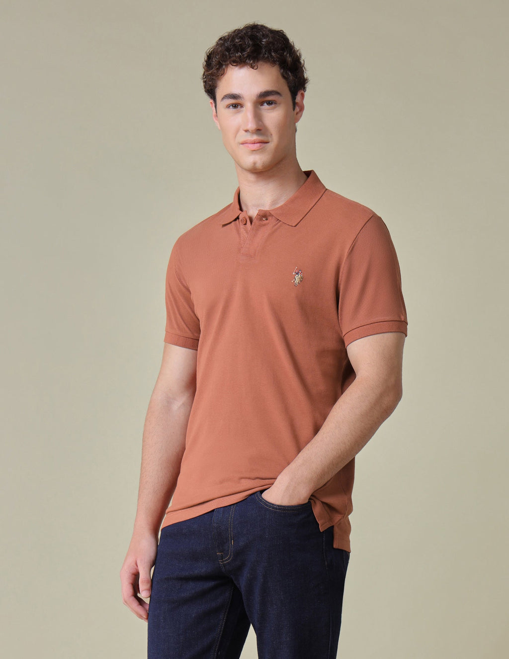 Solid Regular Fit Polo Shirt USP0