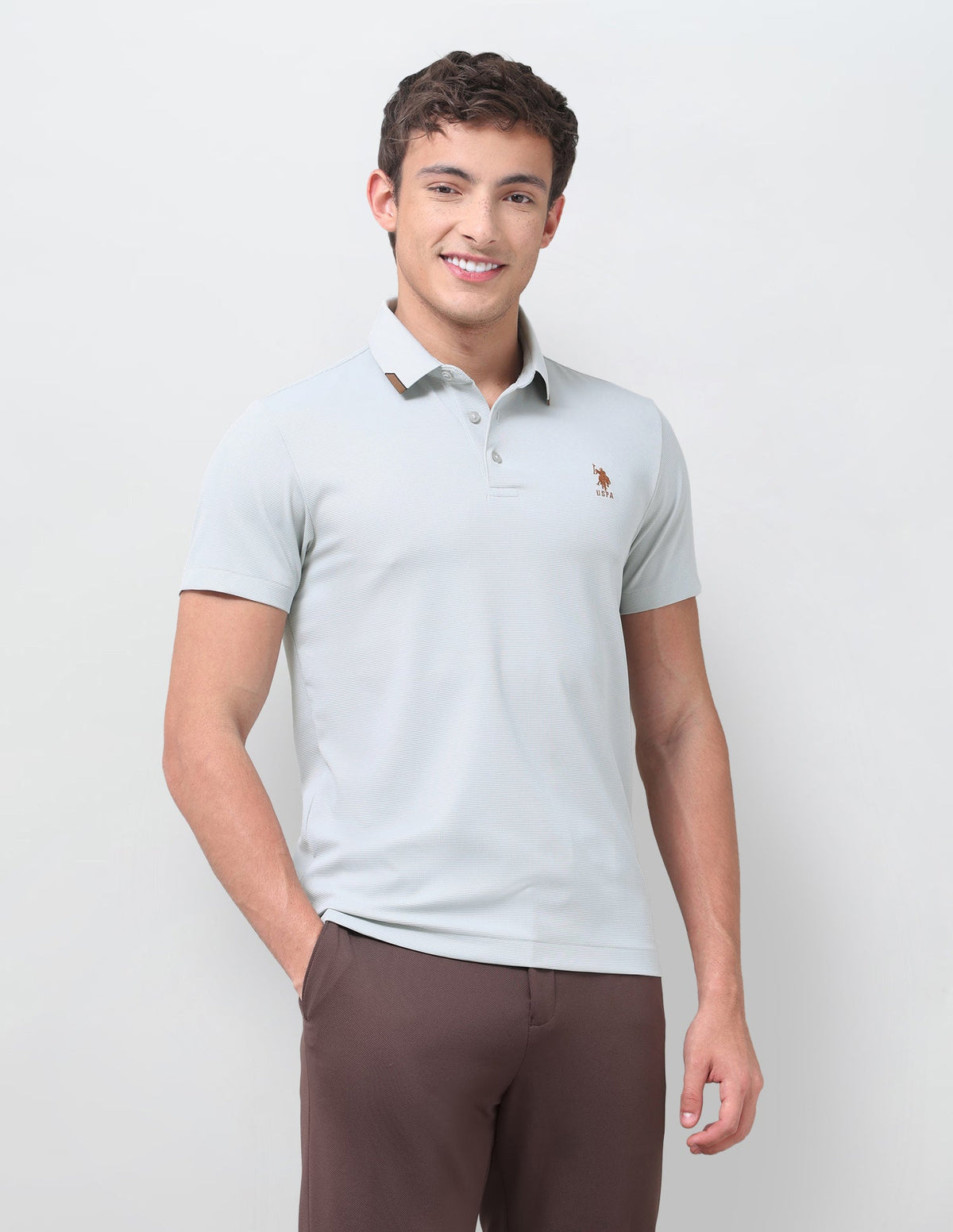 Textured Slim Fit Polo Shirt USP0