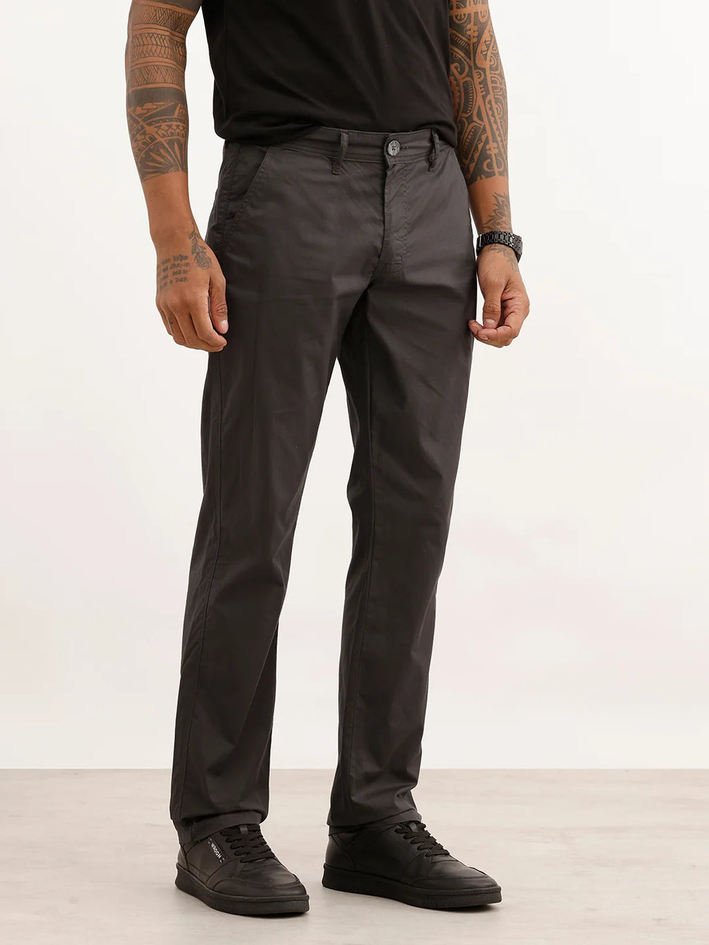 Solid Slim Fit Trouser | Grey