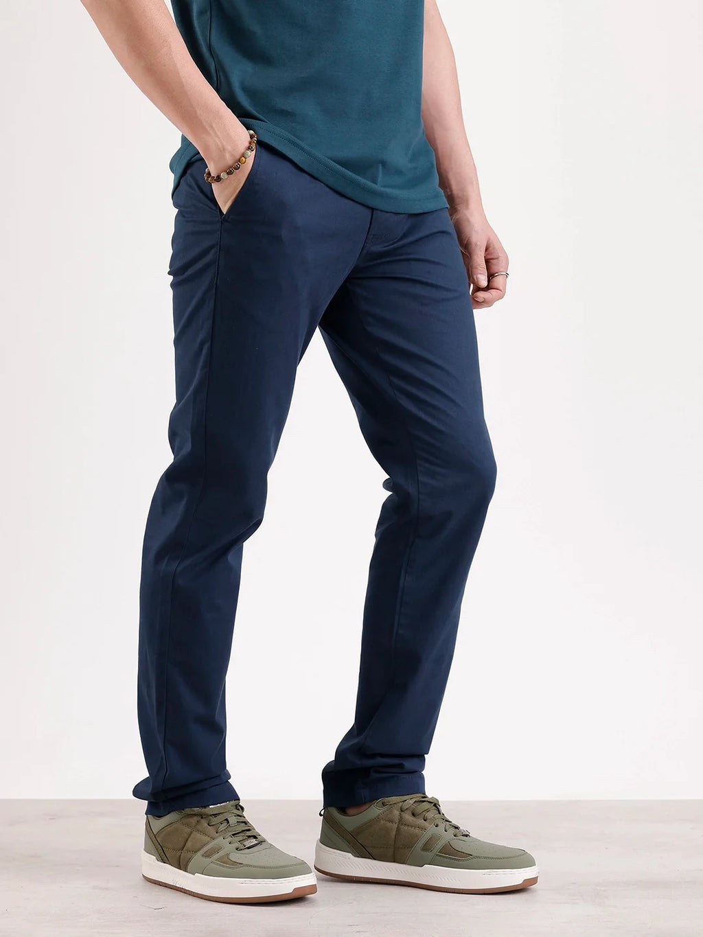 Solid Slim Fit Trouser | Navy Blue