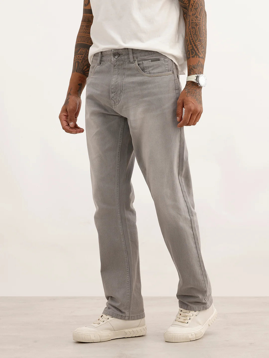Solid Anti Fit Denim Jeans | Grey