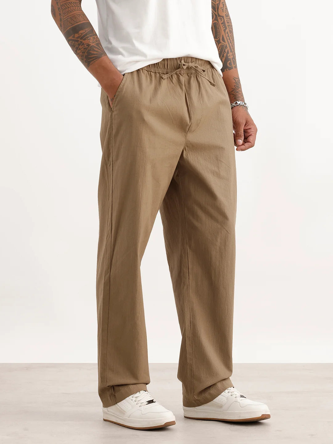 Solid Loose Fit Trouser | Khaki