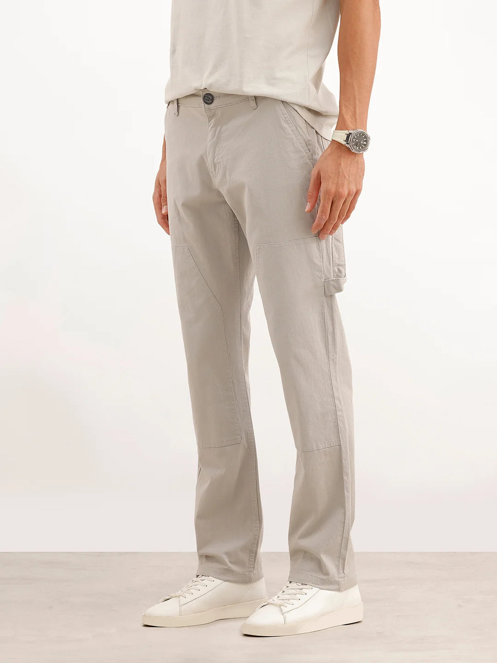 Solid Straight Fit Carpenter Trouser | Grey