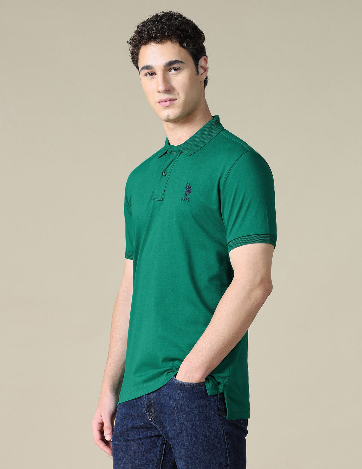 Solid Regular Fit Polo Shirt USP0