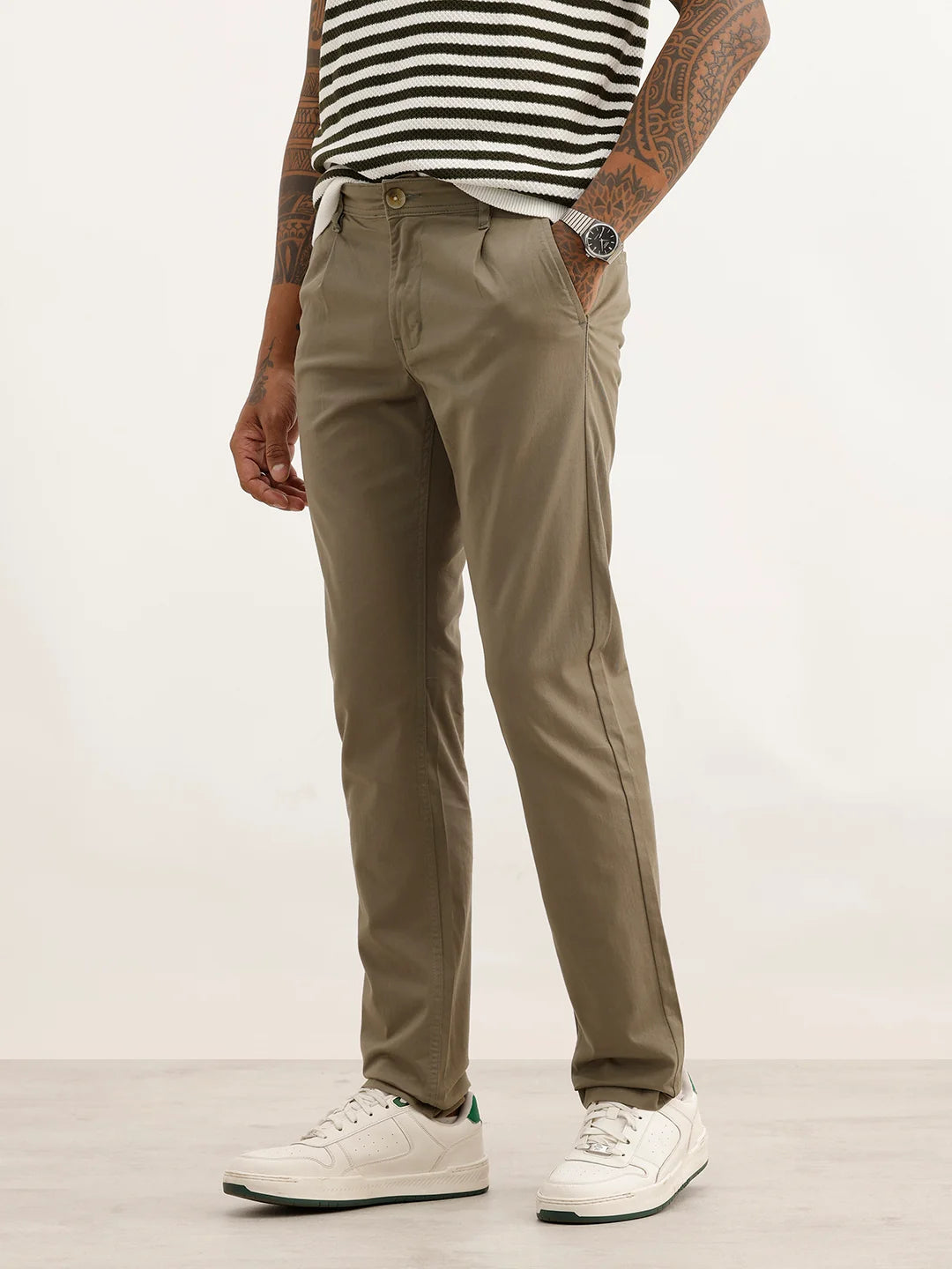 Classic Solid Slim Fit Trouser | Olive