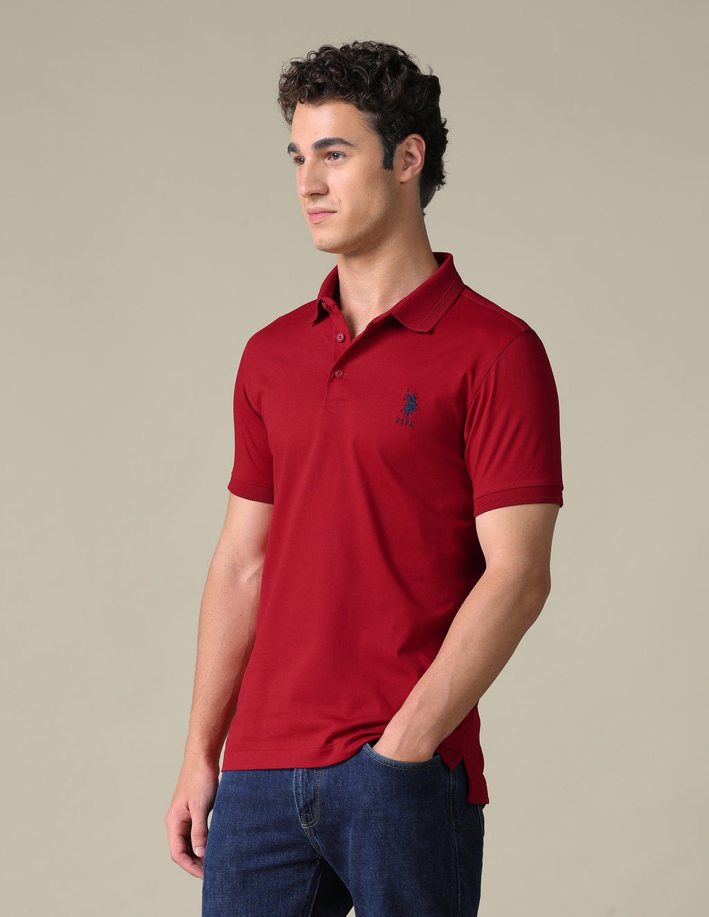 Regular Fit Solid Polo Shirt USP0