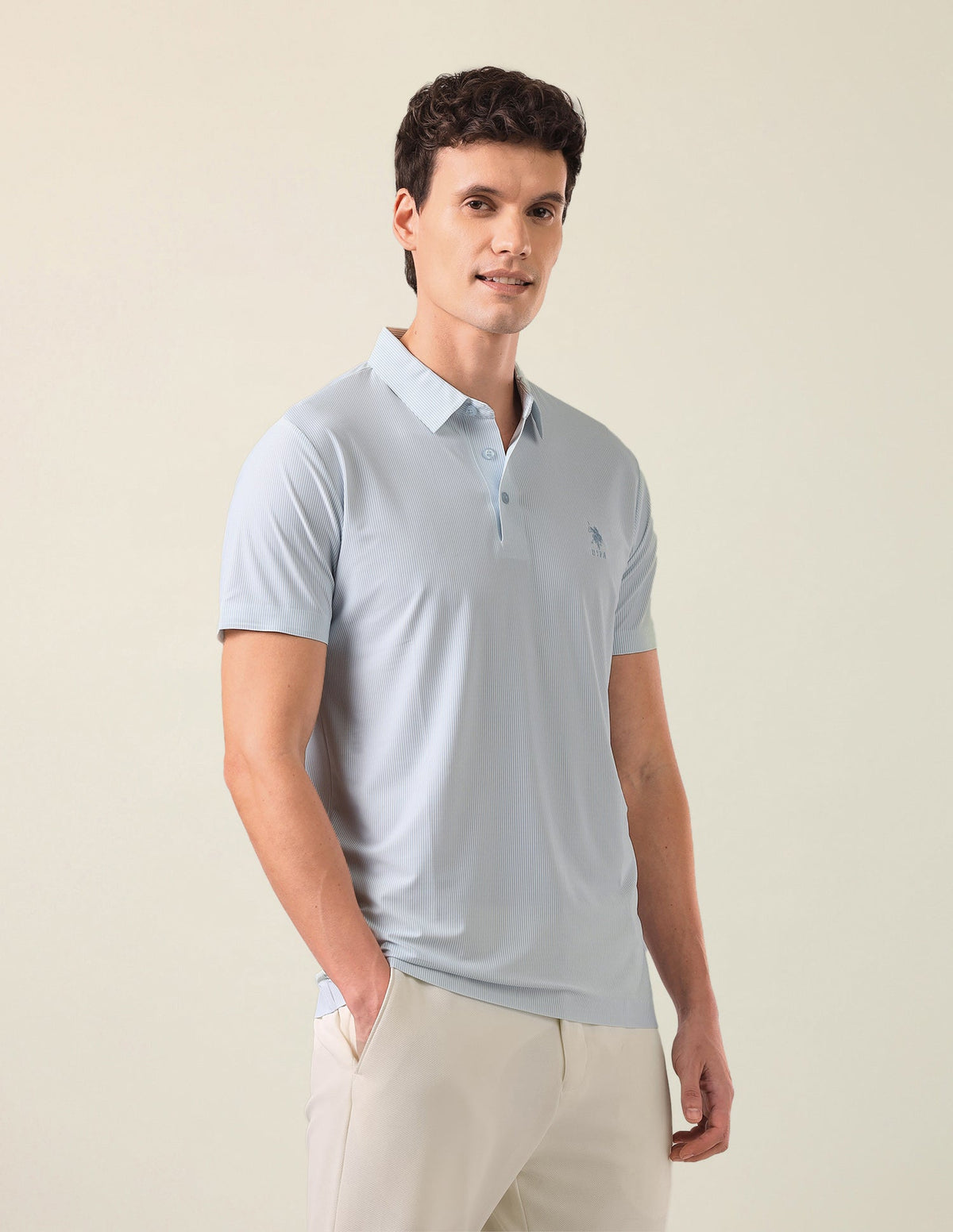 Vertical Striped Slim Fit Polo Shirt USP0