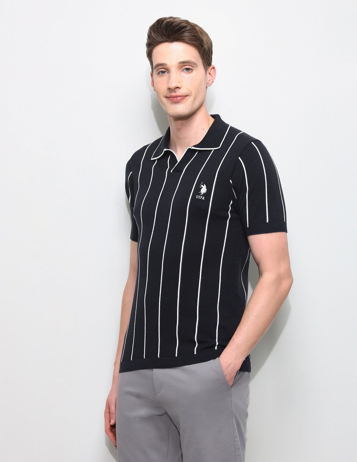Vertical Striped Slim Fit Polo Shirt USP0