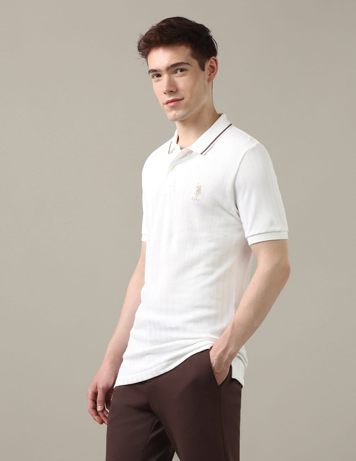 Textured Chevron Slim Fit Polo Shirt USP0