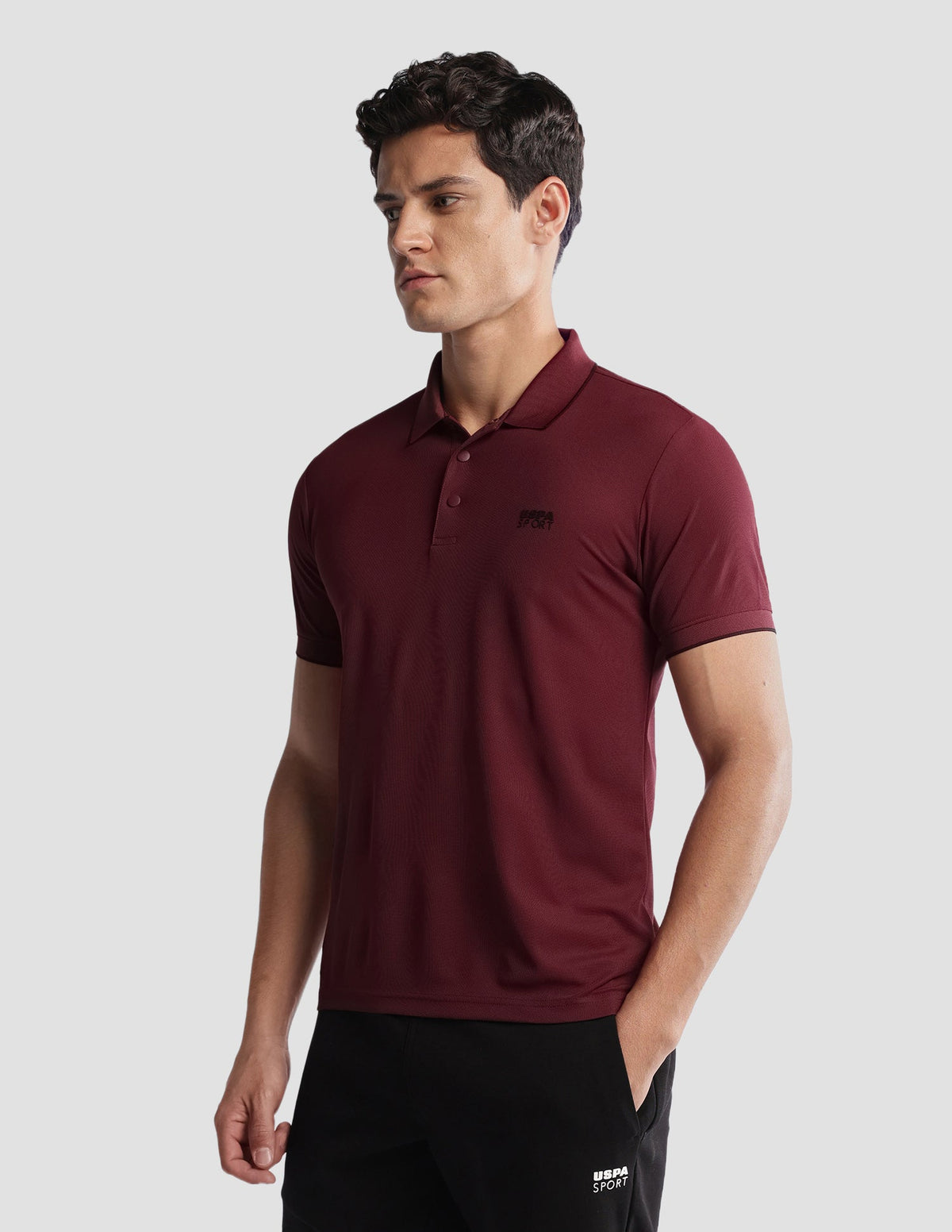 Solid Regular Fit Active Polo Shirt USP0