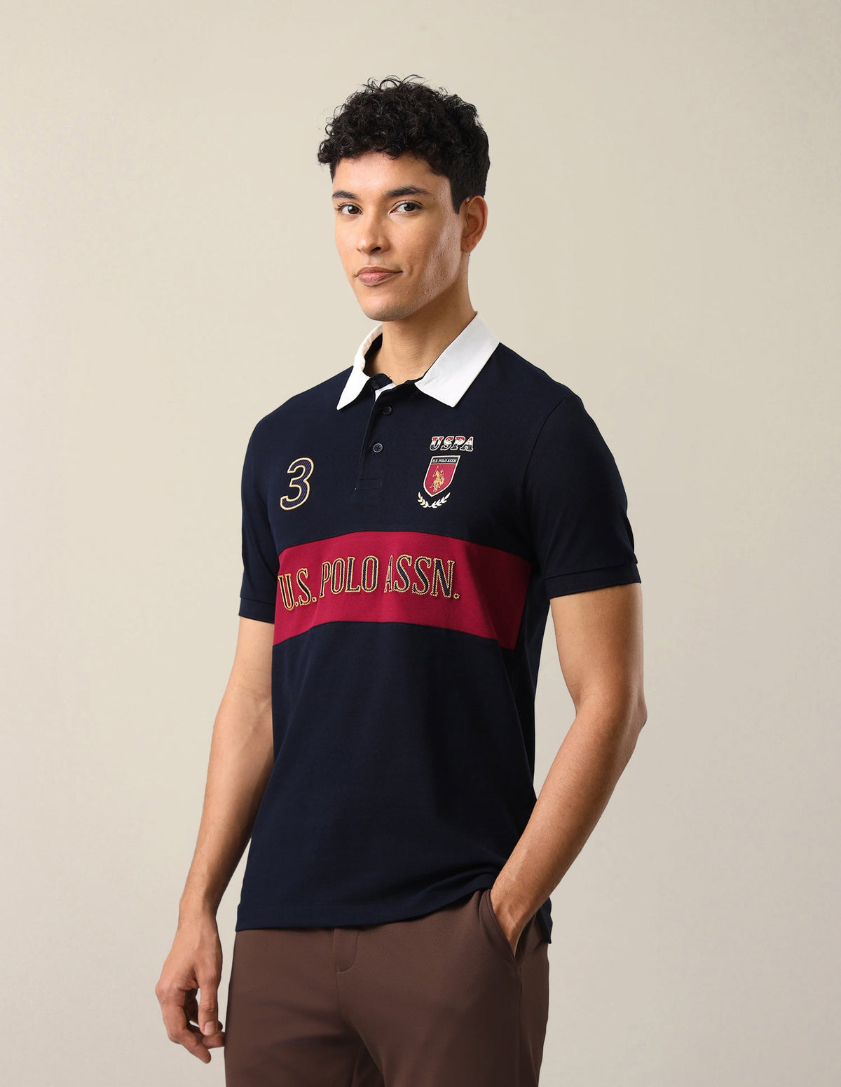Brand Embroidered Slim Fit Polo Shirt USP0