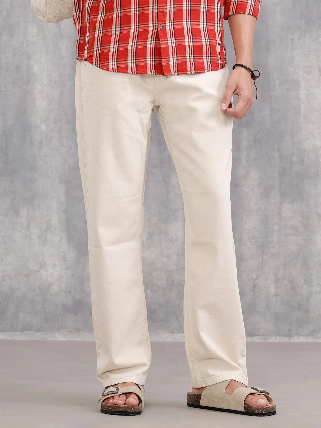 100% Cotton Anti Fit Jeans I Ecru