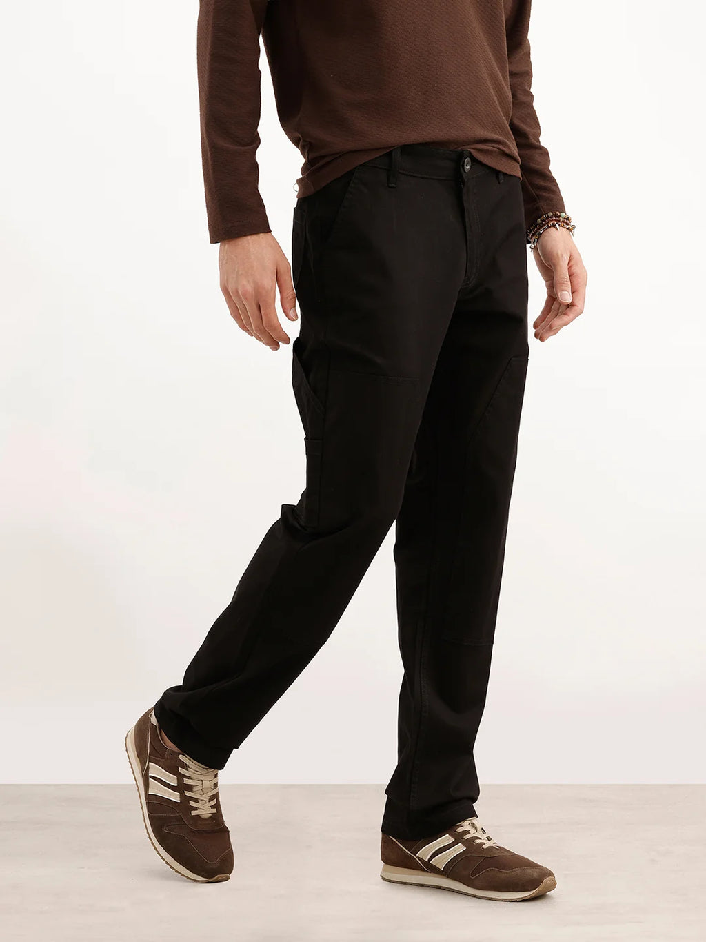 Solid Straight Fit Carpenter Trouser | Black