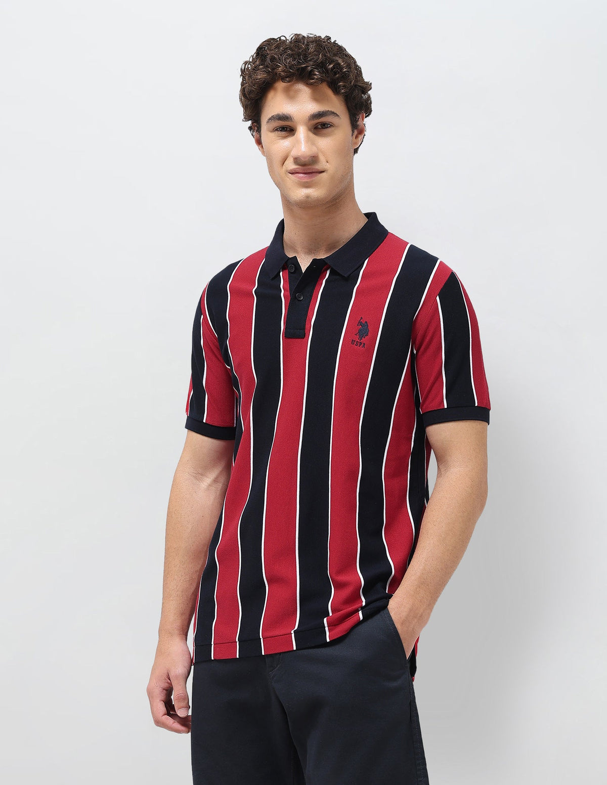 Vertical Striped Slim Fit Polo Shirt USP0