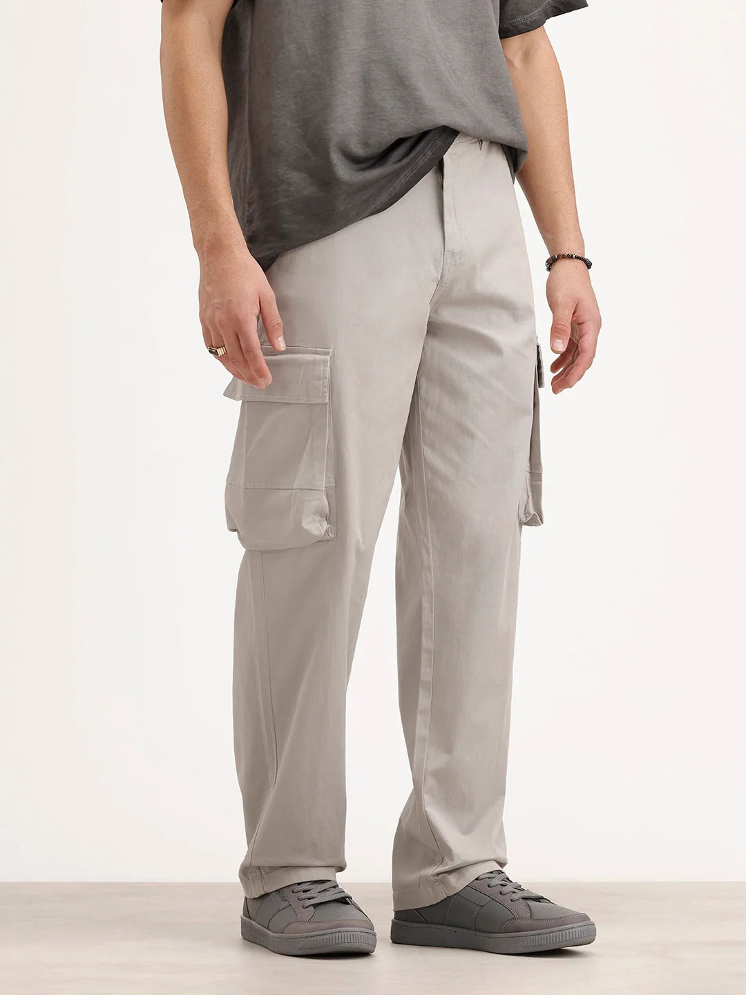 Loose Fit Cargo Trouser | Grey