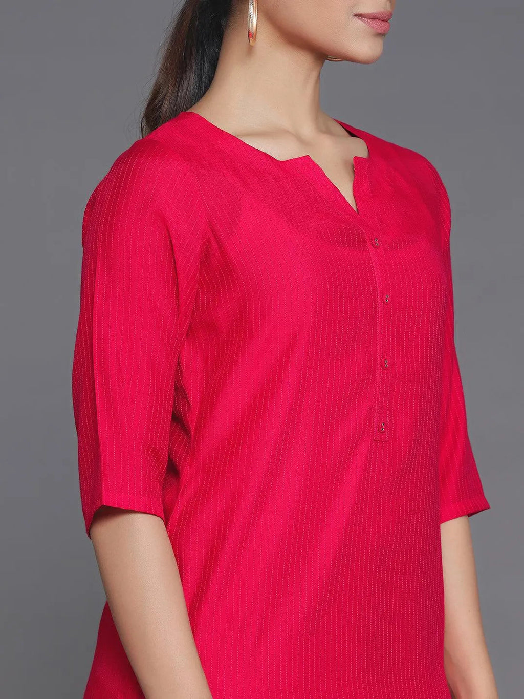 Gerua Red Woven Design Silk Straight Kurta