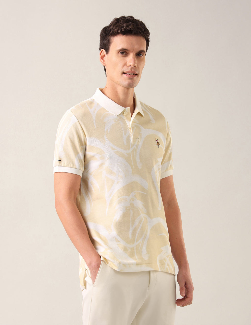 Abstract Printed Slim Fit Polo Shirt USP0