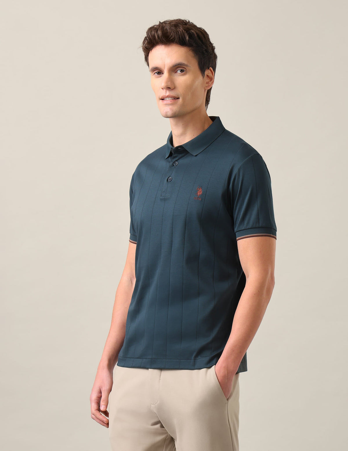 Vertical Striped Slim Fit Polo Shirt USP0