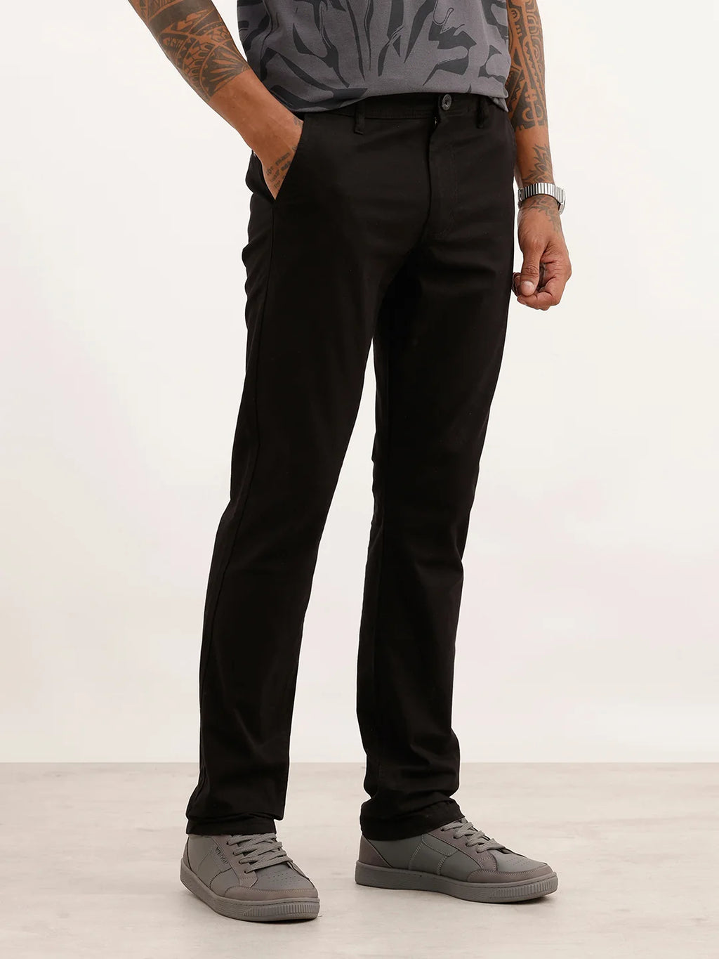 Solid Slim Fit Trouser | Black