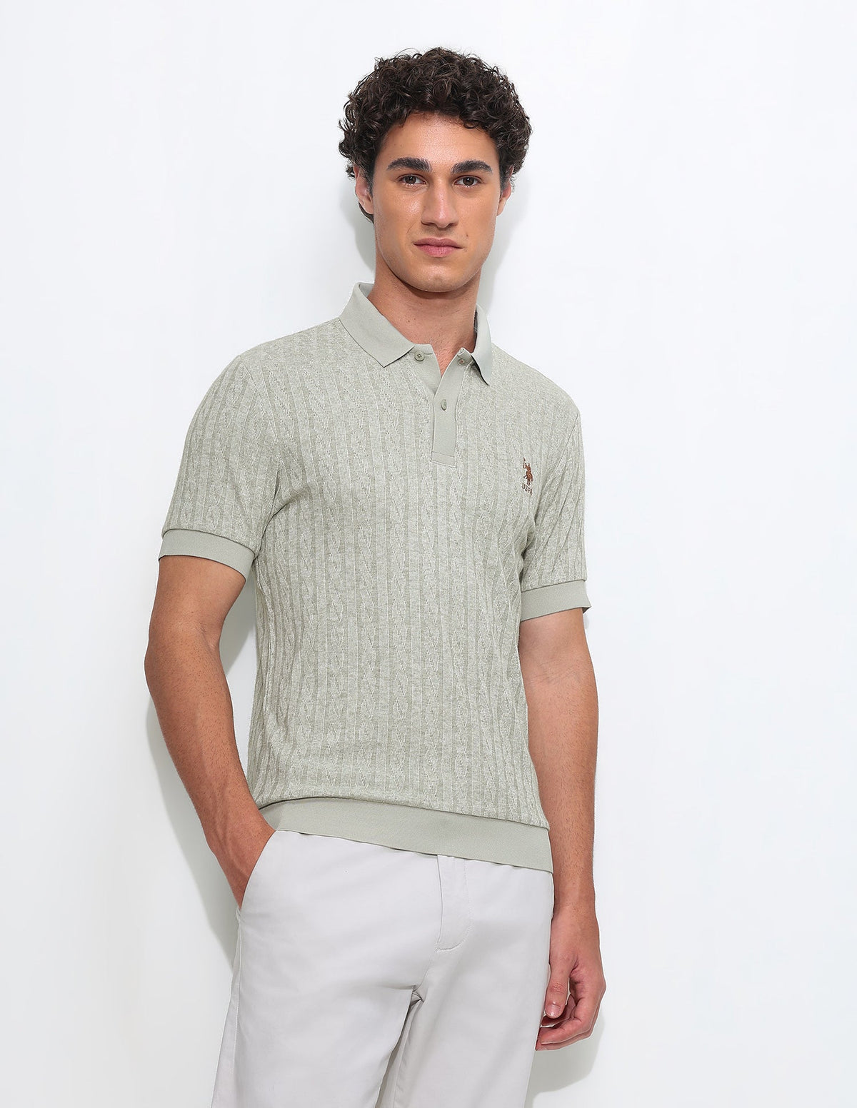 Textured Slim Fit Polo Shirt USP0