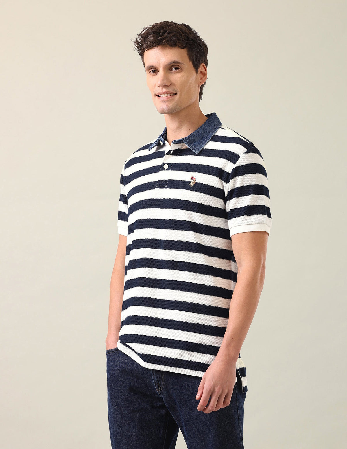 Horizontal Striped Slim Fit Polo Shirt USP0