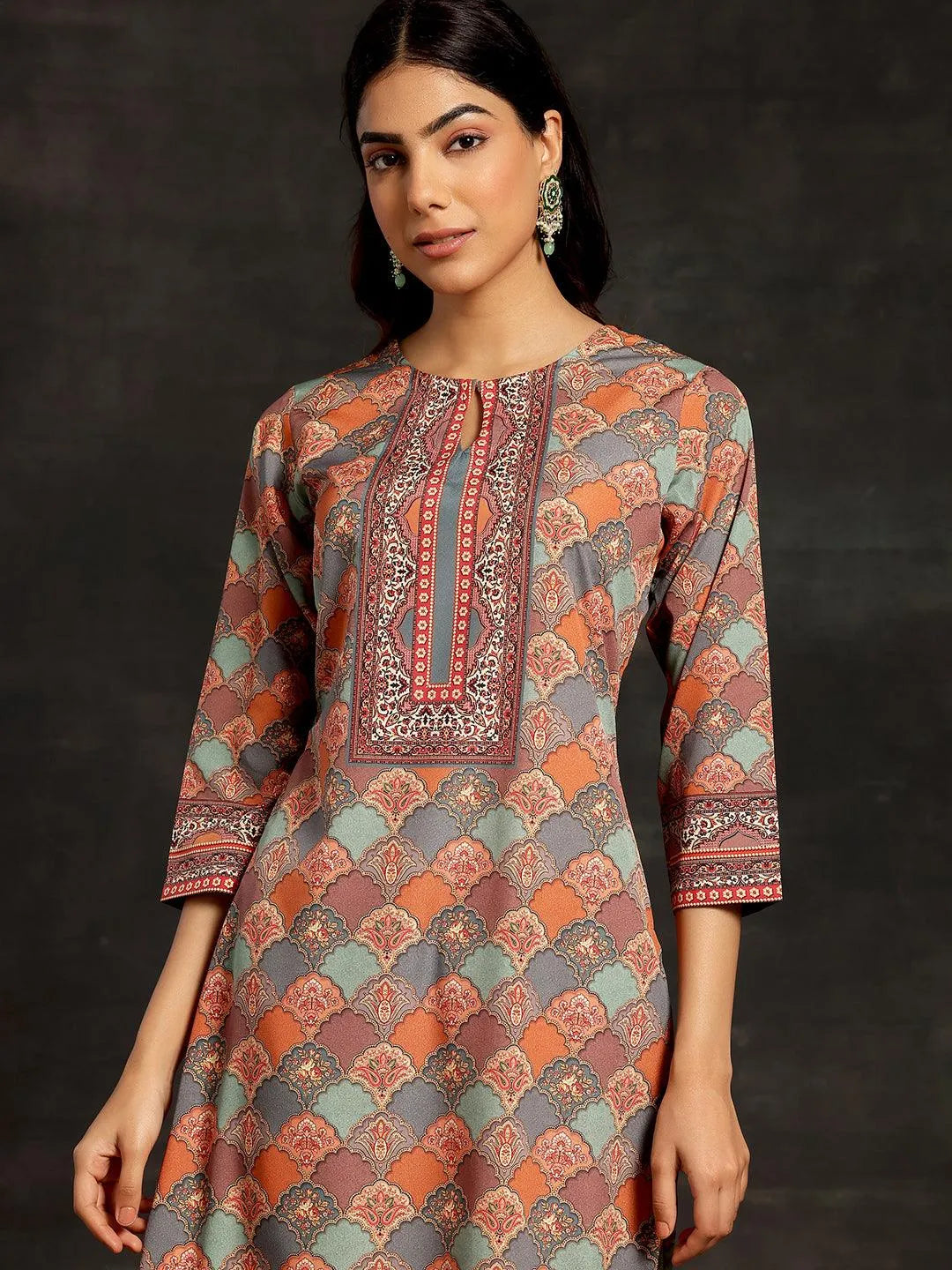 Libas Multicoloured Printed Crepe Straight Kurta