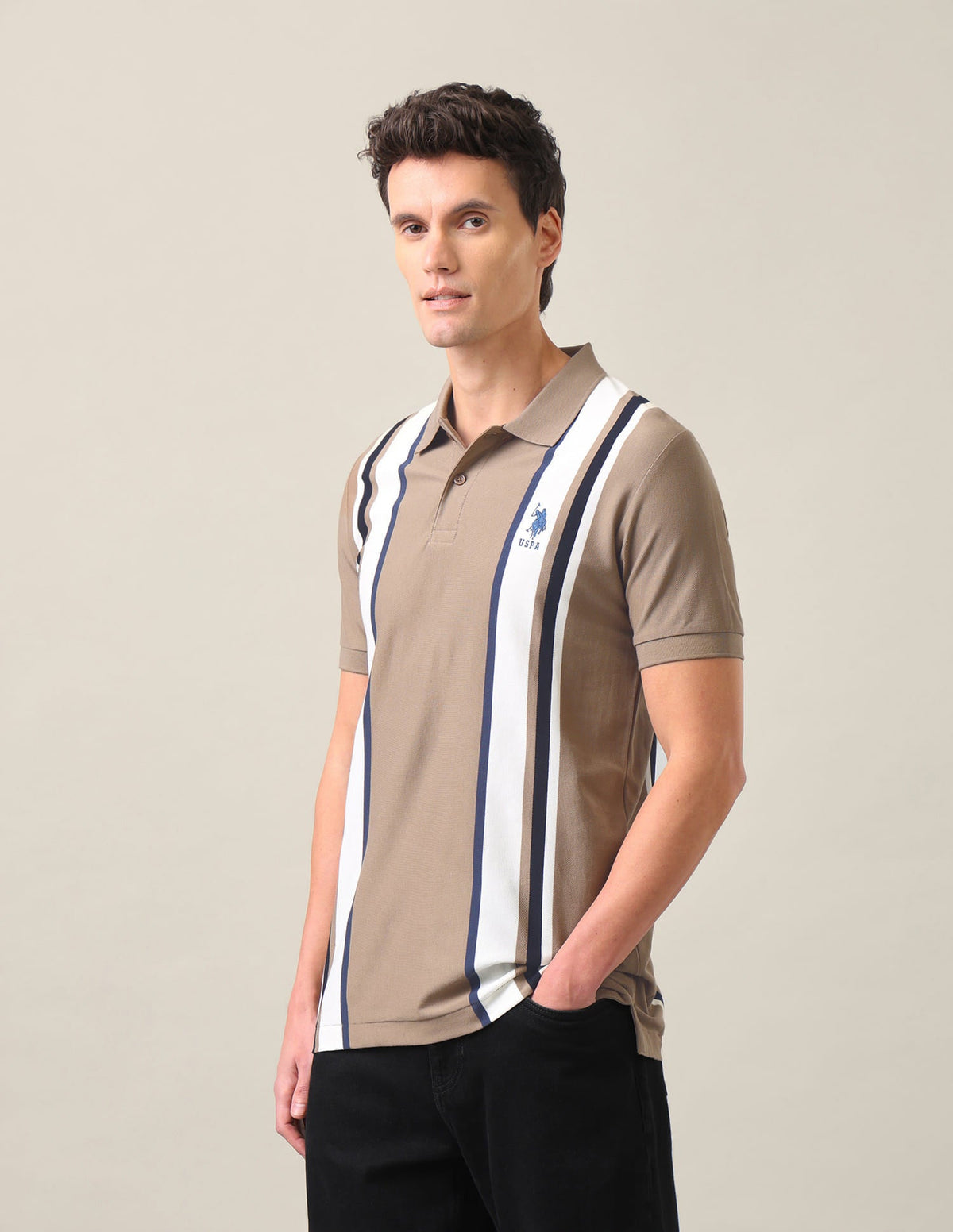 Vertical Striped Slim Fit Polo Shirt USP0