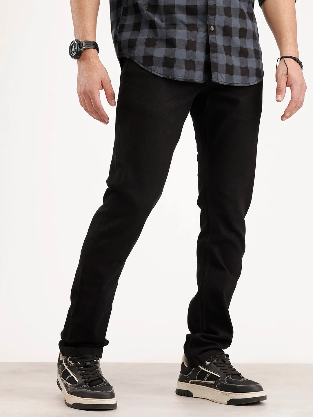 Solid Slim Fit Denim Jeans | Black