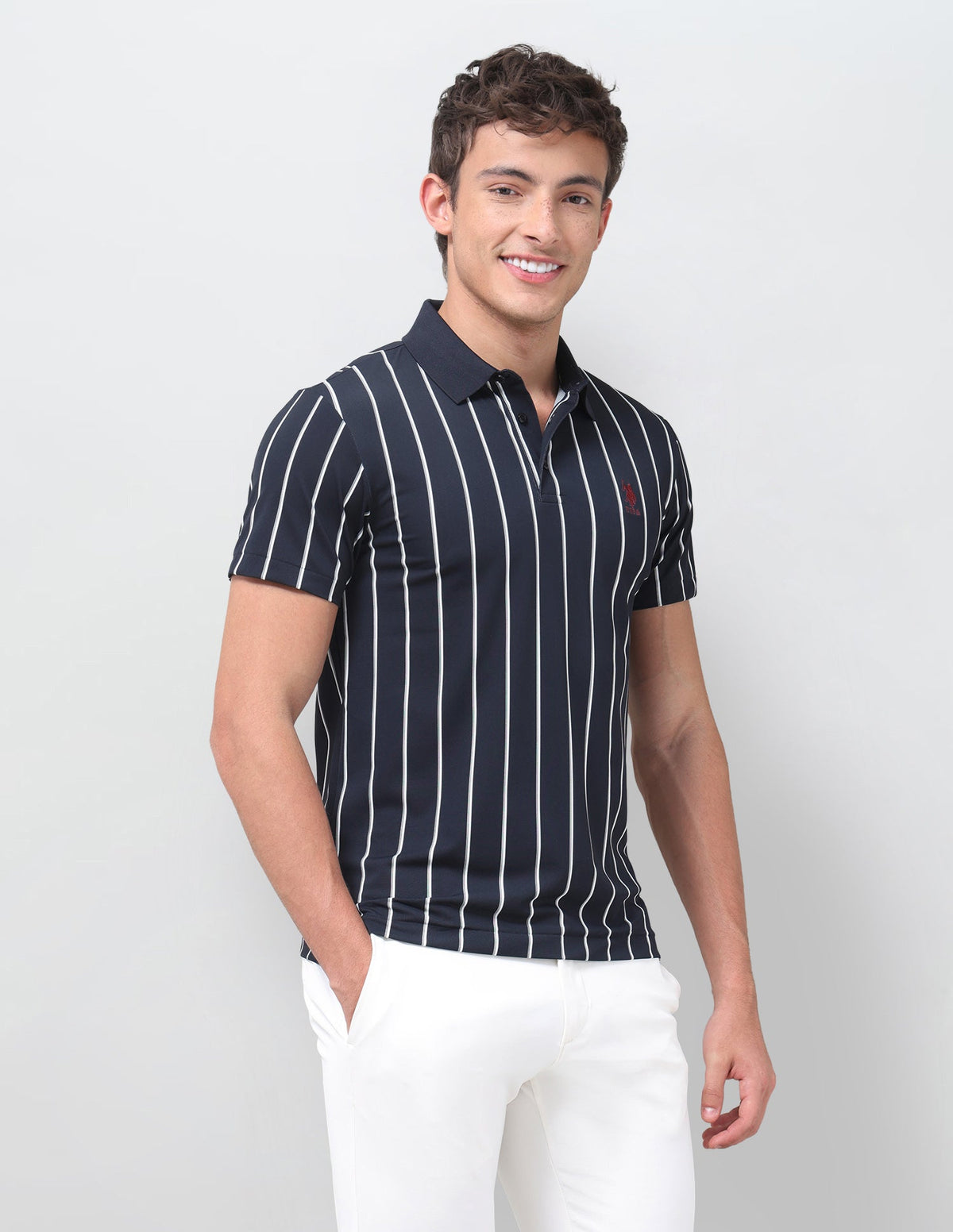 Vertical Striped Slim Fit Polo Shirt USP0