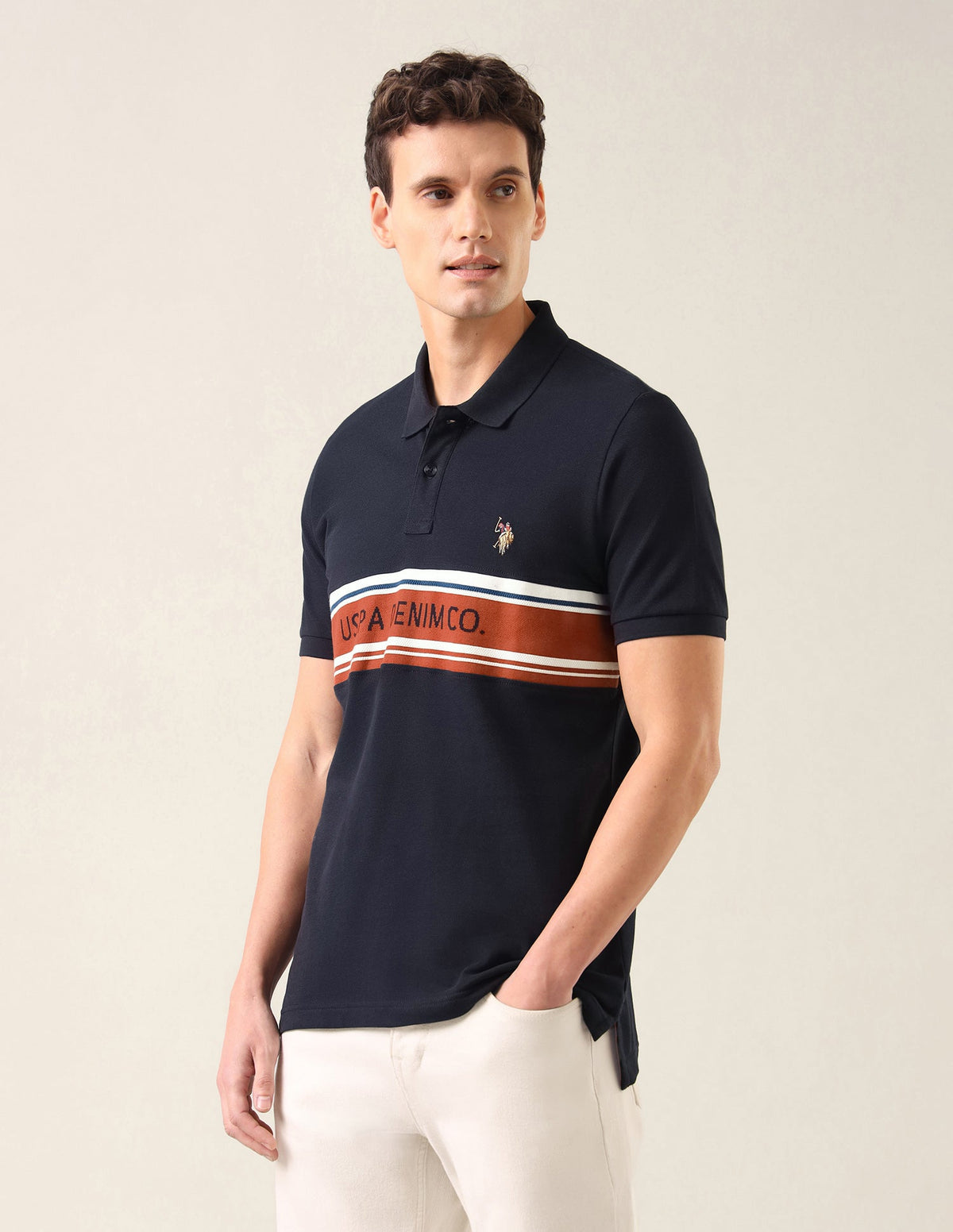 Brand Printed Slim Fit Polo Shirt USP0