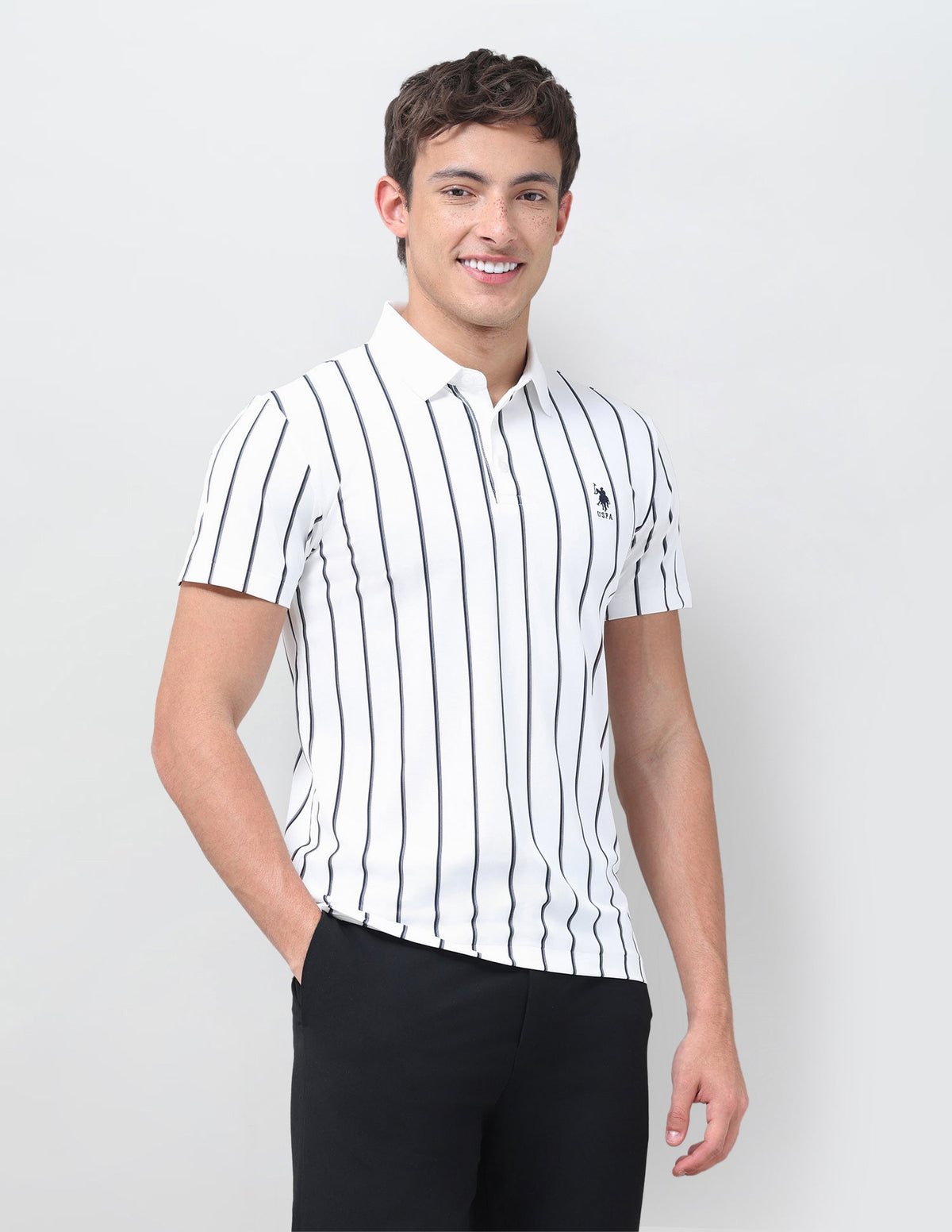 Vertical Striped Slim Fit Polo Shirt USP0