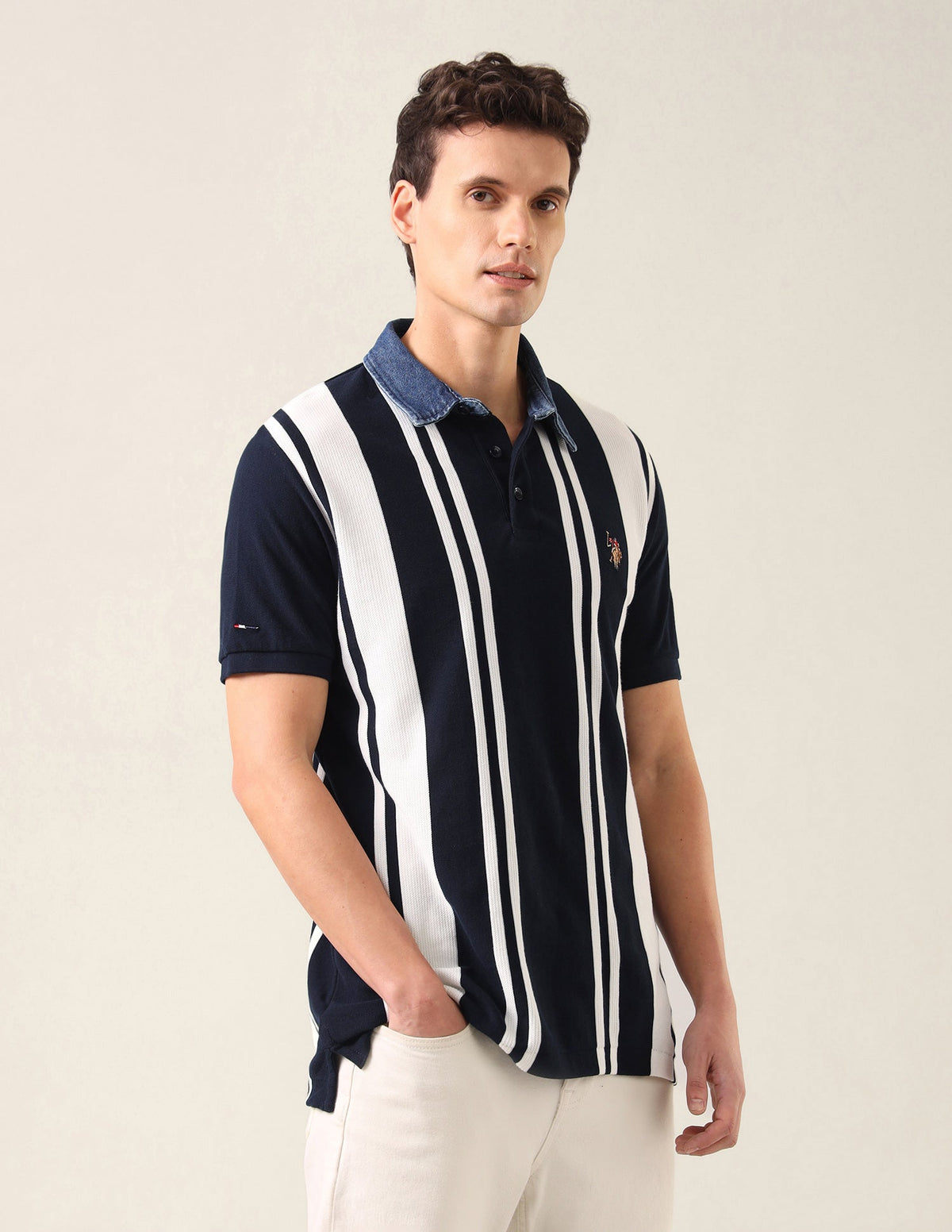 Vertical Striped Slim Fit Polo Shirt USP0